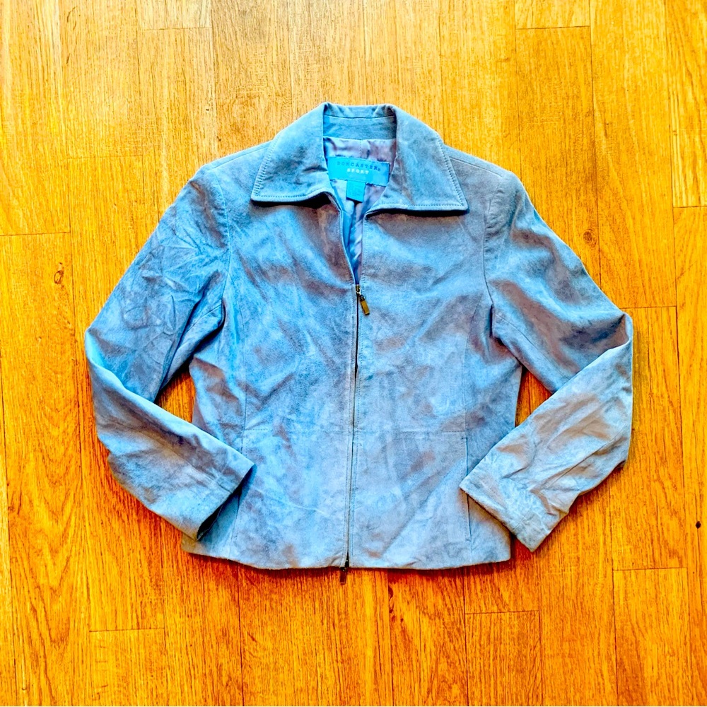 Doncaster Sport Blue Leather Suede 3/4 Zip Medium Jacket